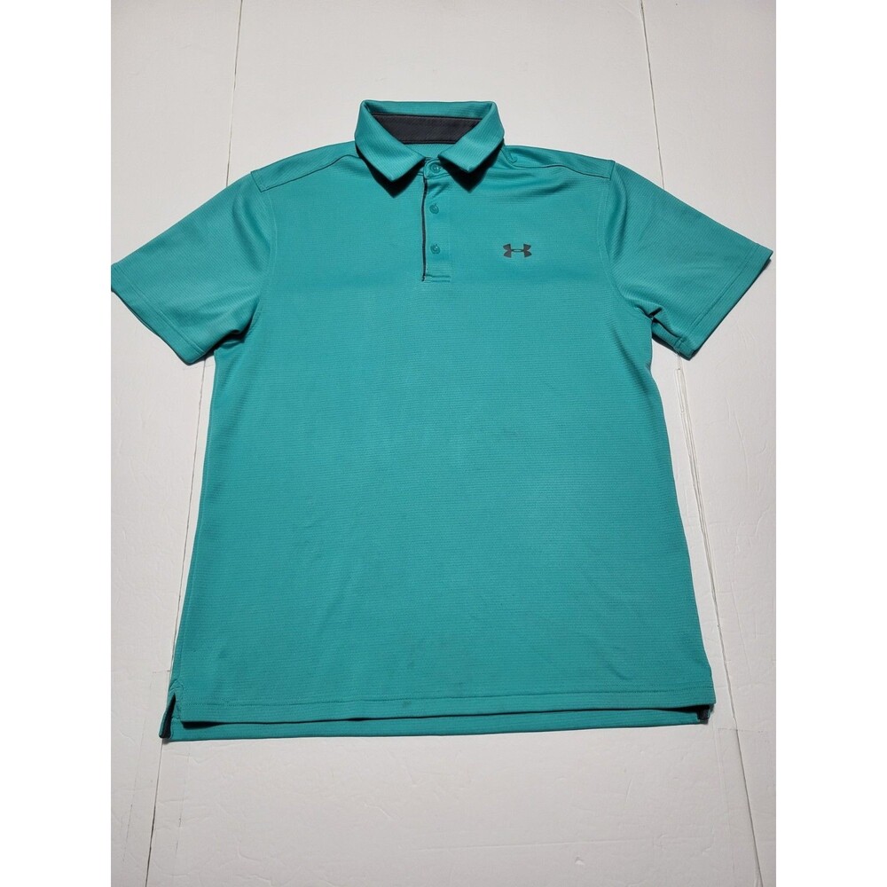 (#L6)Under Armour Heat Gear Loose Men’s Polo Shirt Aqua Green Size Medium